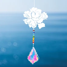 Chakra Crystal Prisms Hanging AB Color Rose Flower Sun Catcher Chandelier Pendant Rainbow Chaser Home Window Car Garden Decor