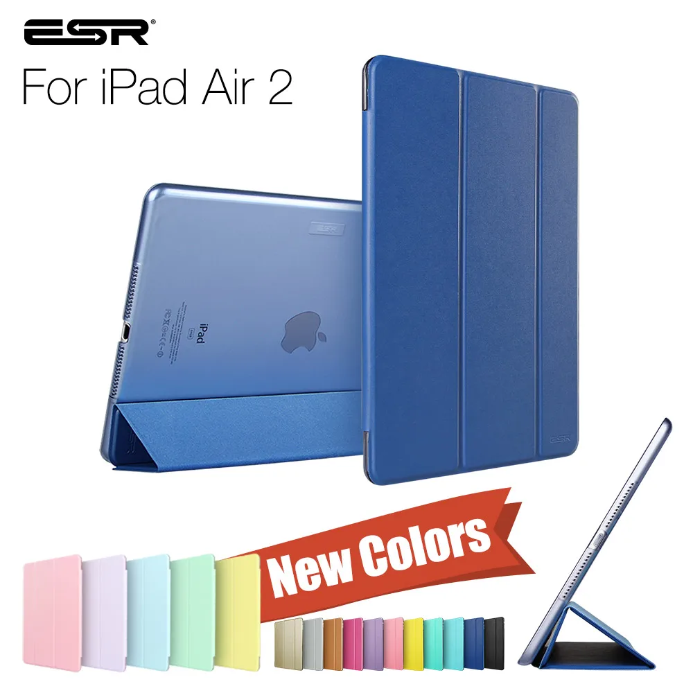 Чехол для iPad Air 2, ESR ура Цвет PU+ прозрачный PC задняя Ultra Slim Light Вес устойчивое к царапинам корпус для iPad Air 2 6 Gen - Цвет: Navy Blue