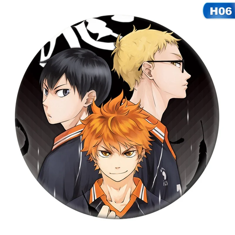 1pc 58mm fãs de anime haikyuu! Escola voleibol anime emblema broche ícones