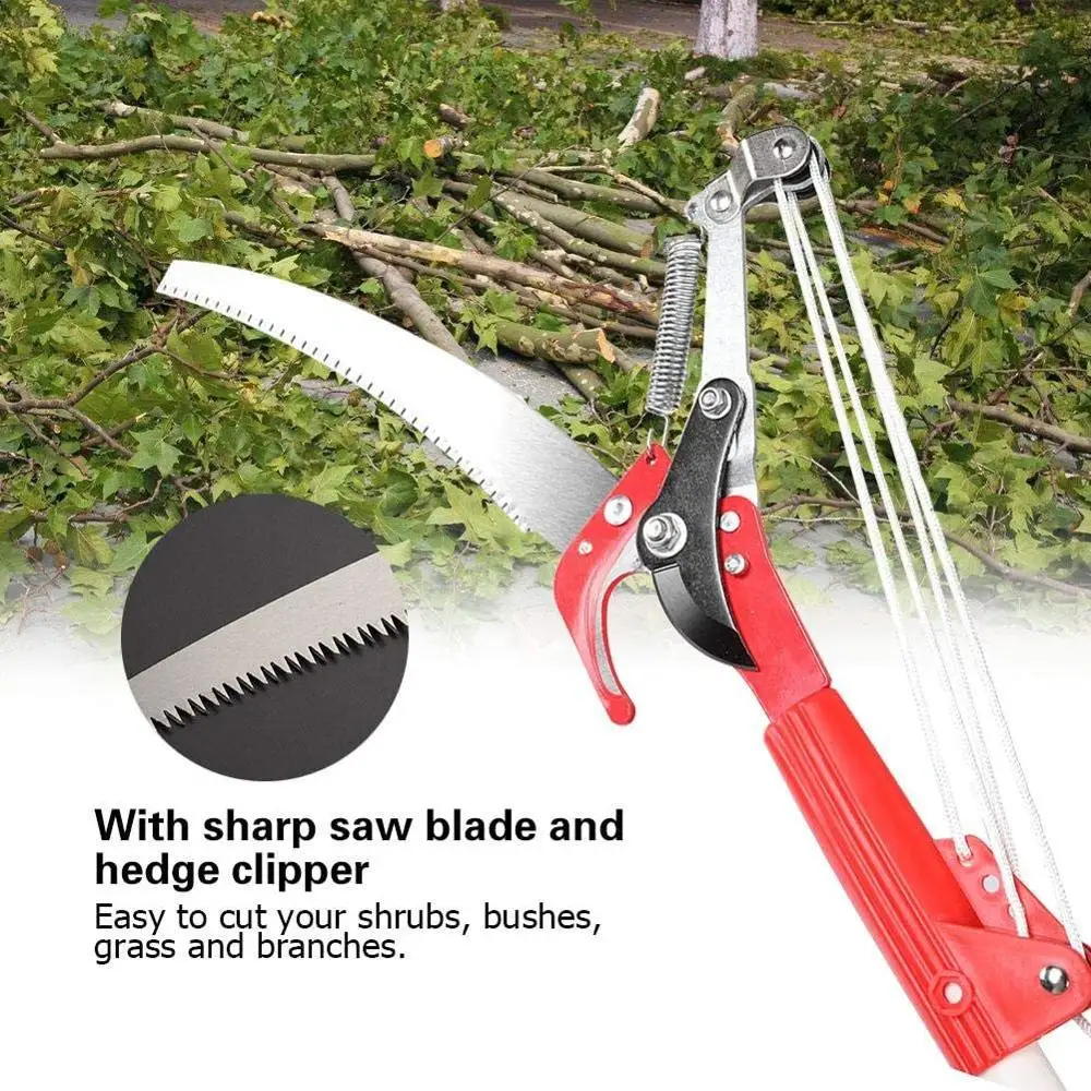 US $21.38 Outdoor HighAltitude Extension Lopper Branch Scissors With Saw Ropes Extendable Tree Pruning Saw Cutter Garden Trimmer Tool