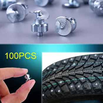 

100pcs Wheel Tyre Stud Screws Winter Snow Tire Spikes with Sleeve for Car ATV Motorcycle Bike Shoes Anti-Slip Screws