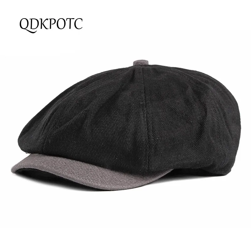 QDKPOTC, весна-осень, новые хлопковые мужские модные береты, Ретро стиль, восьмиугольная кепка, унисекс, английский стиль, для отдыха, для художника