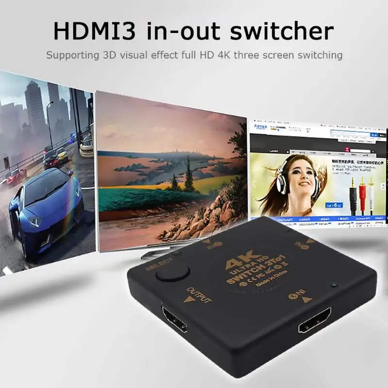 3 порта 4 к HDMI коммутатор видео аудио сплиттер конвертер Поддержка 4 к x 2 к HDTV 3DTV Поддержка аудио выход Dolby TrueHD DTS-HD