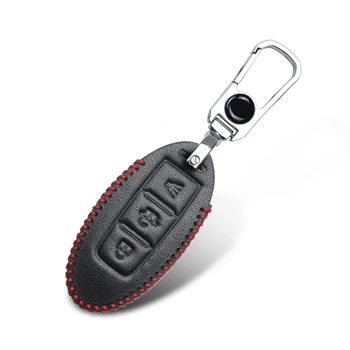 

Leather Car Key Ring Cover For Nissan Qashqai Skyline Juke Alissa X-Trail J10 J11 T31 T32 Kicks Tiida Pathfinder Murano Altima