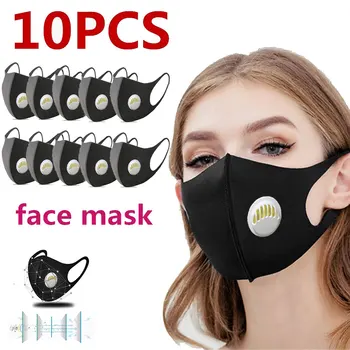 

10pcs Black Fashion Anti Dust Anti Haze Dust Washable Reusable Dustproof Wind Proof Mask Unisex Masque Mouth Mask Masque