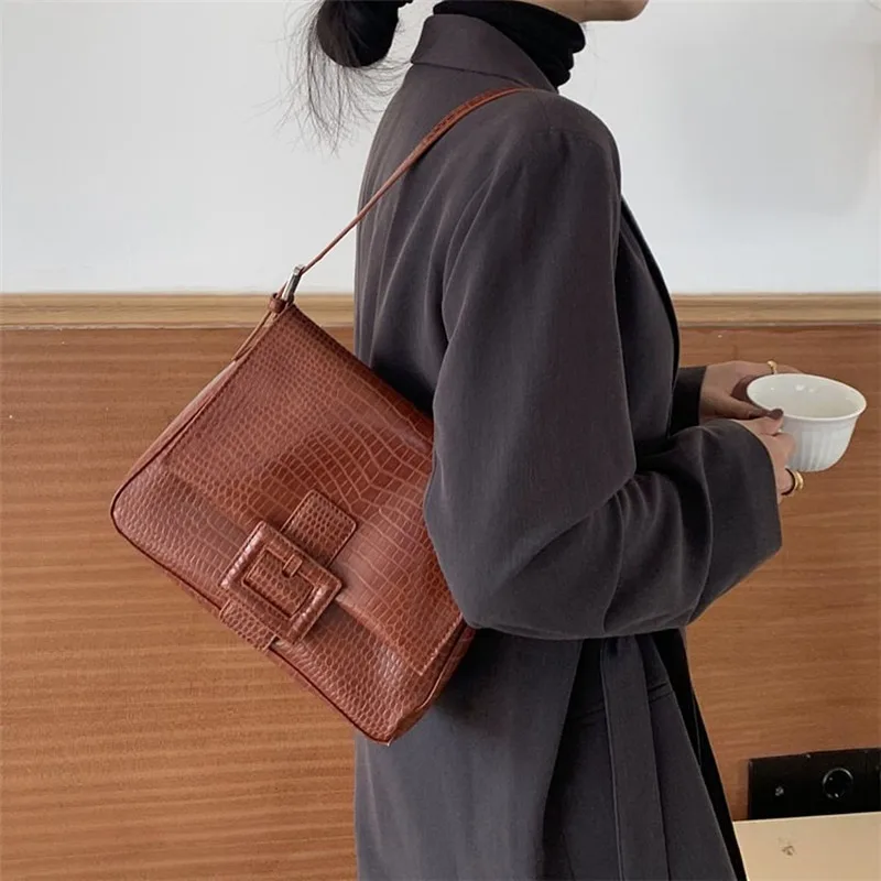 High Quality Alligator Lade Bag Over Shoulders Luxury Brand Designer Vintage Women Handbag 2020 French Retro Shoulder | Багаж и сумки