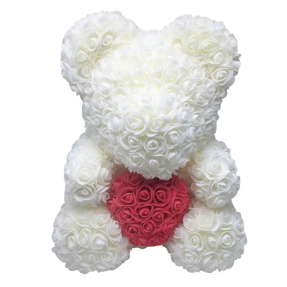 25 см креативная романтическая роза медведь навсегда искусственная Роза медведь Юбилей Рождество Валентина подарок с гирляндой красный розовый - Цвет: 6