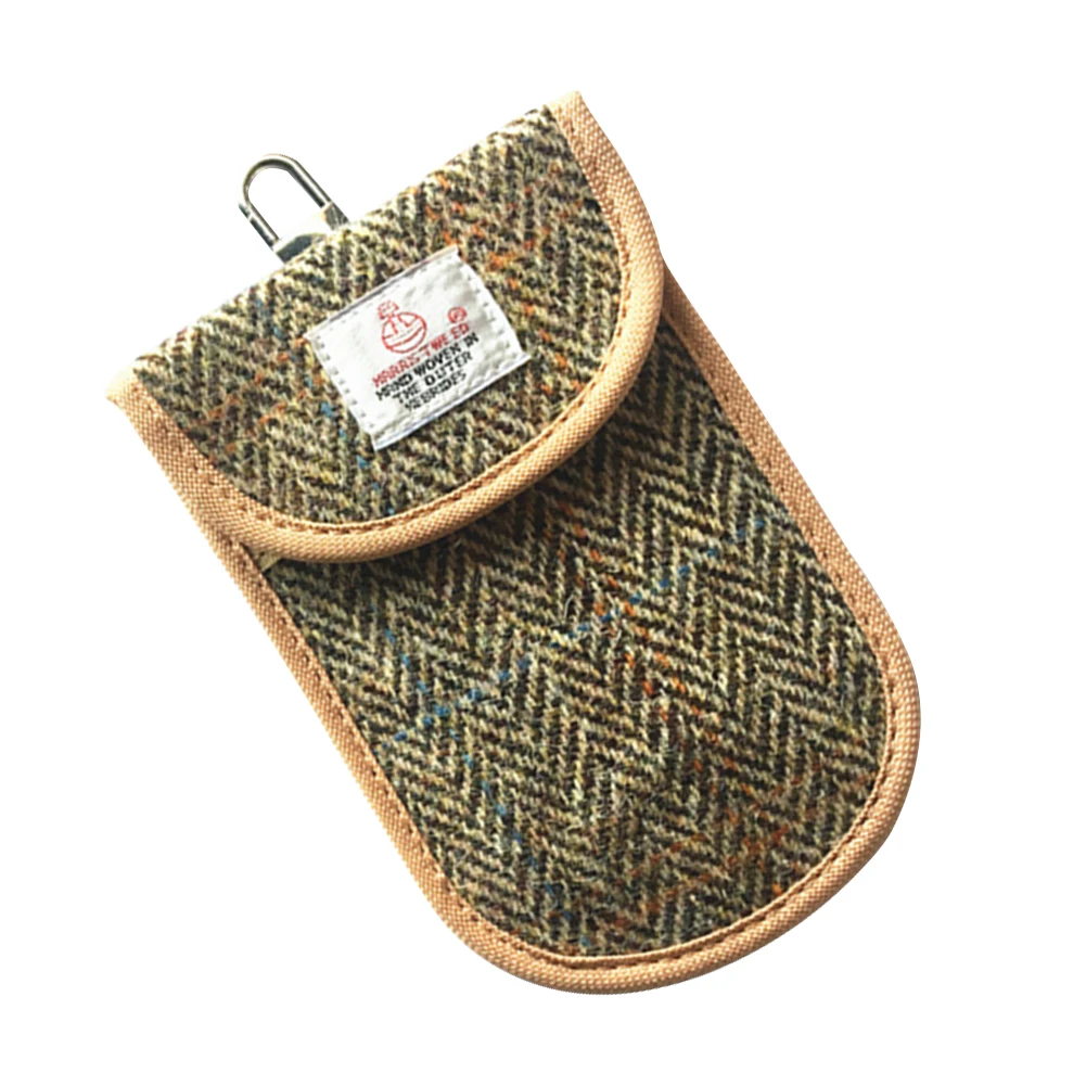

Fob Protective Durable Tweed Surface Universal Compact Car Key Bag Anti-lost Keyless Case Signal Blocking Pouch Fashion Wallet