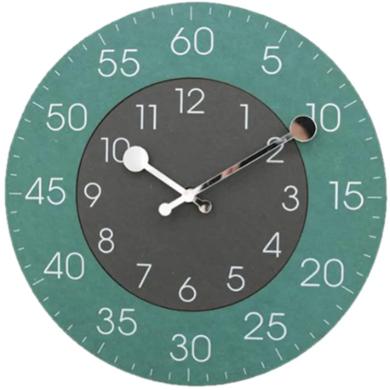Green New-Double Arabic Numeral Dial Wooden Chic Home Wall Clock Quartz Silent Hanging Clock Bar Office Decoration - Цвет: Green