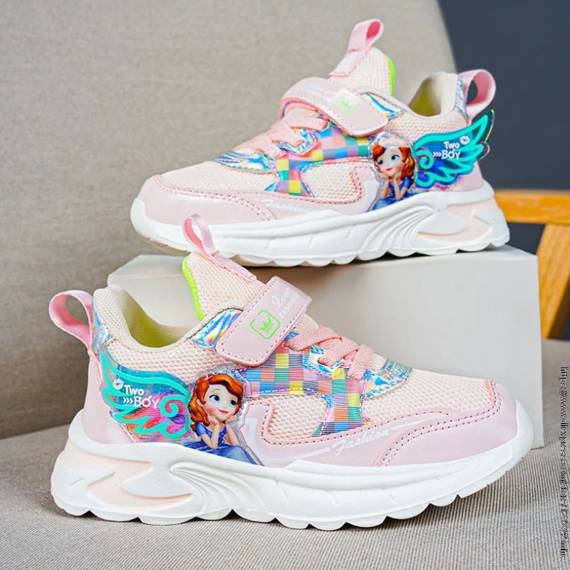 Disney zapatillas de deporte Princesa Sofía para niños y niñas, zapatos informales de PU, planos deportivos para Primavera de 3 a 12 - AliExpress