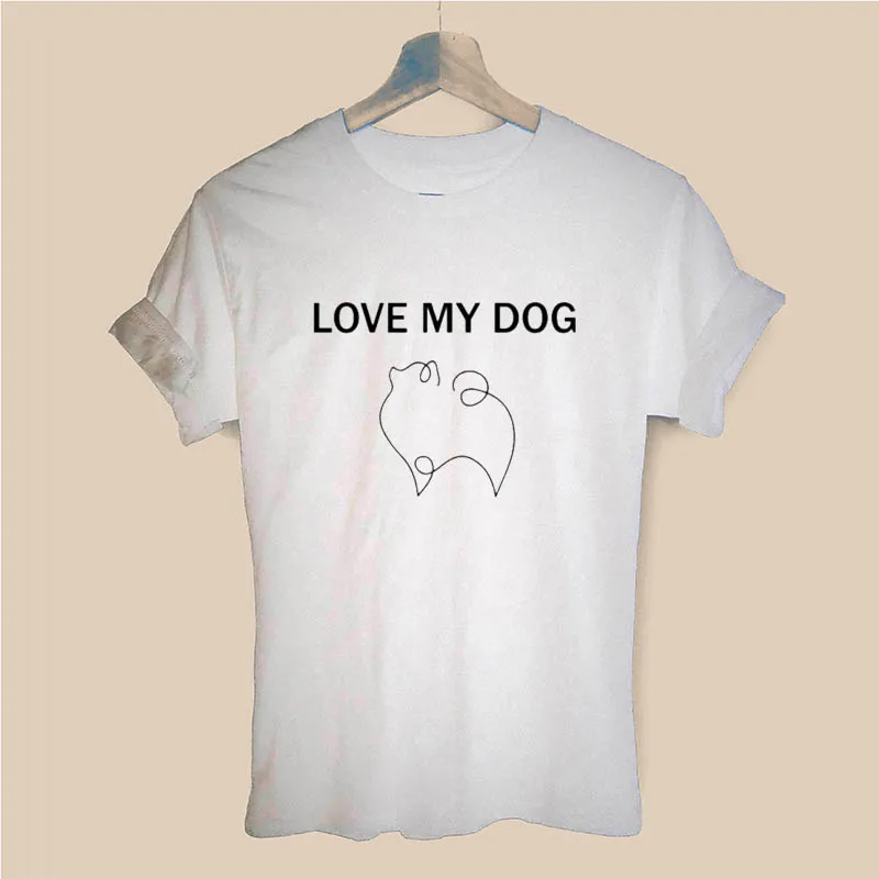 Женская футболка с принтом Love My Dog померанского померанца повседневная хлопковая