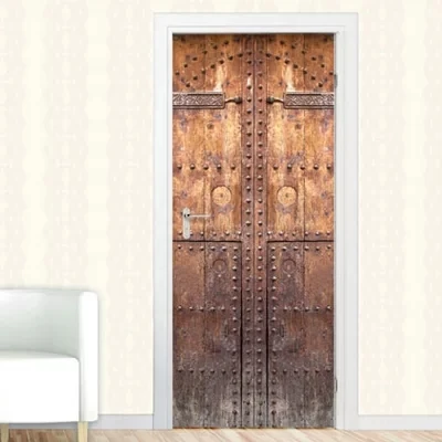 Ретро пейзаж двери Фреска деревянные ворота художественная дверная наклейка DIY самоклеющиеся водонепроницаемые обои для украшения дома подарок