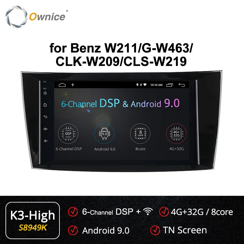 Ownice k3 k5 k6 Android 9,0 4G DSP автомобильный gps-плеер для 2001 2002-2010 Mercedes Benz E-Class W211/CLS W219/CLK W209/g-класс W463 - Цвет: S8949 K3 HIGH