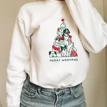 Унисекс хлопковые Рождественские толстовки с капюшоном Merry Woofmas цветная Толстовка забавные Tumblr с надписью Merry Dog графический пуловер художественные Топы