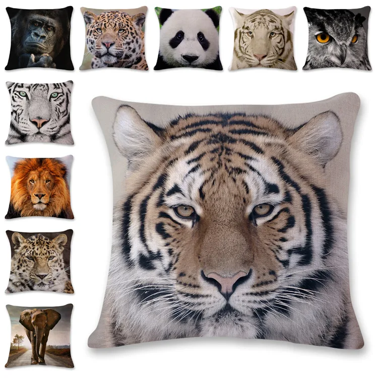 

3D tiger Cushion Covers Pillow Case Animal Pillowcase Throw Pillow Covers Decorative 45*45 Sofa Chair Car Cushions Home Decor