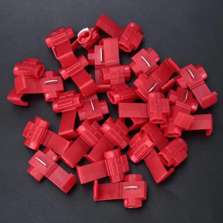 

25Pcs/Set Red Solderless Quick Splice Snap Wire Connector 0.5-1.5mm2/AWG 20 to 16