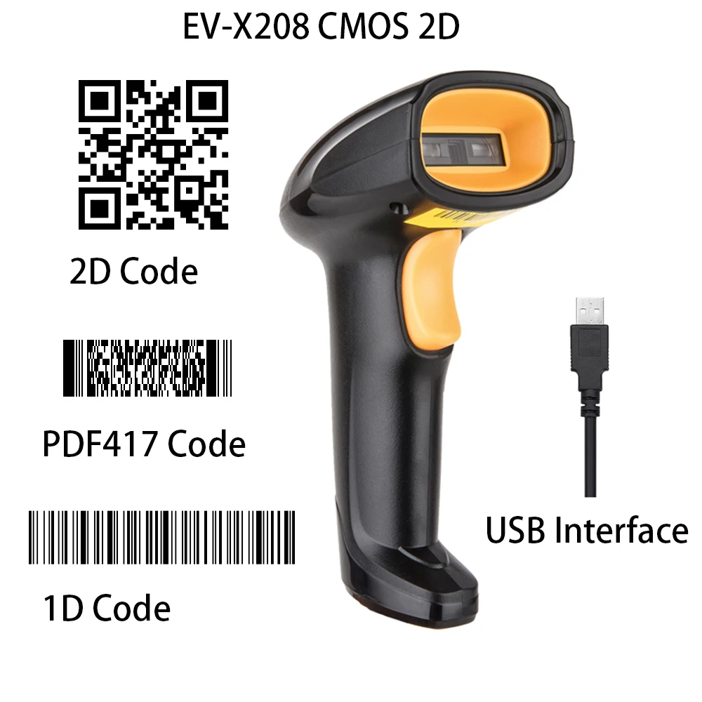 EVAWGIB EV-WJ08 Wireless 1D Barcode scanner EV-B208 Bluetooth 2D Barcode scanner QR Bar Code Reader PDF417 for IOS Android IPAD small car inspection equipment Code Readers & Scanning Tools