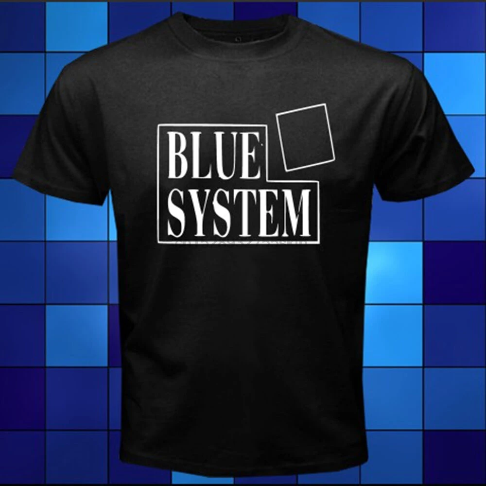 Новый синий логотип системы 80s 90s поп группа Черная Футболка размер s M L XL 2XL 3XL |