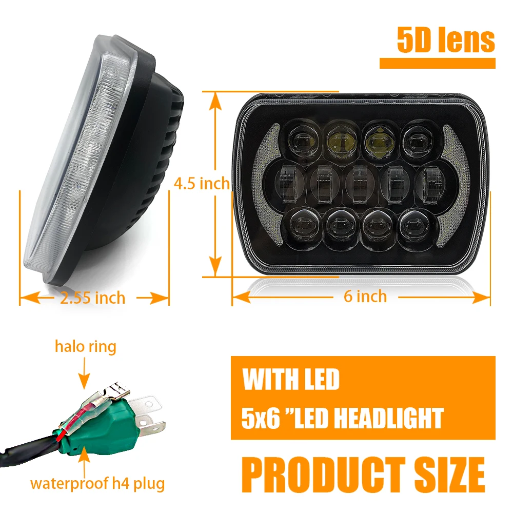 DOT 5x7 светодиодные фары 7x6 Hi/Low Led герметичный луч фары для Jeep Wrangler YJ Cherokee XJ Chevy Toyota Пикап