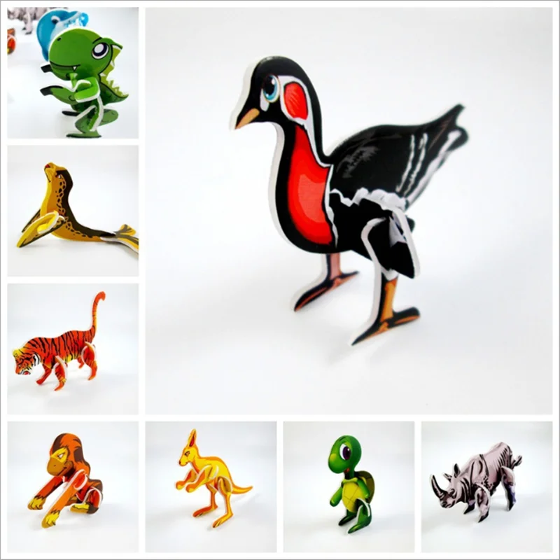 

Forest World Animals Turtle Rhinoceros Kangaroo Turkey Animal Model Three-dimensional Small Puzzle Toy Gift Giveaway