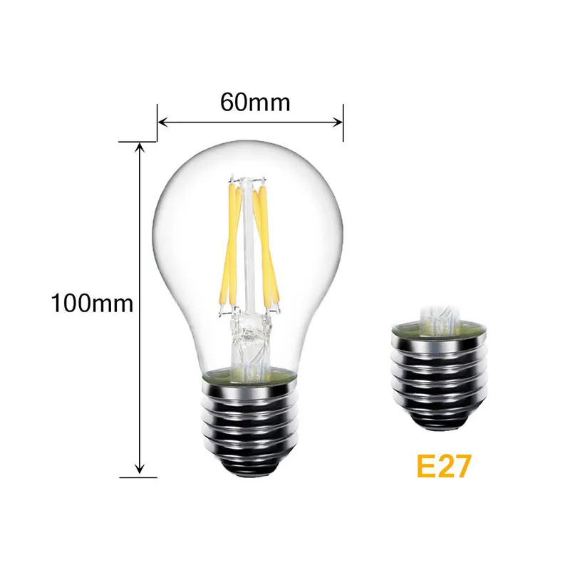 Лампа накаливания E14 E27 C35 C35L G45 A60 ST64 теплое белое стекло энергосберегающее 2 Вт 4 Вт 6 Вт 8 Вт 360 градусов украшение гостиной
