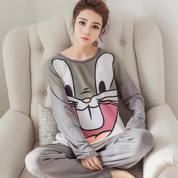 

Long Sleeve Sweatshirts And Sweatpants Fashion Female Cute Pajamas Sets Autumn Warm Homewears Women Cartoon Printing Sleepwears