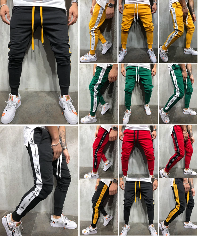 Hot Sale New Fashion Trend Men's Gym Slim Fit Long Pencil Trousers Hip Pop Tracksuit Bottoms Skinny Joggers Sweat Pants