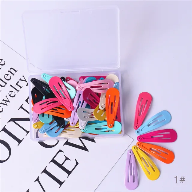 50Pcs/Box Korean 3cm Hair Clips Children Cute Hair Accessories Styling Candy Color Dripping Hairgrips Solid Barrettes Headdress MULTI