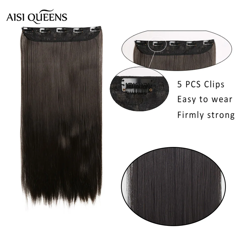 Aisi Queens синтетические волосы для наращивания на клипсах, длинные прямые женские волосы на 5 клипсах, накладные светлые волосы