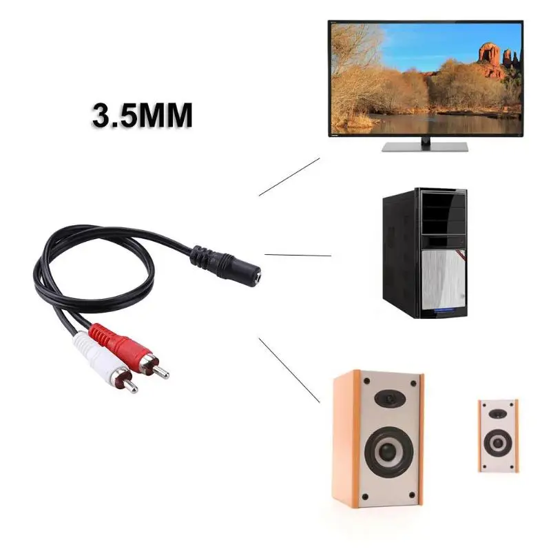 

One Point Two Audio Line 3.5mm Female Stereo to 2-RCA Male Plug Aux Audio Converter Adapter Cable Computer Speaker AV Cable Line