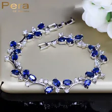 Pera, натуральный Королевский цвет, Женские Ювелирные изделия, серебро, темно-синий цвет, кубический цирконий, кристалл, браслеты, браслет для женщин, вечерние, подарок, B042