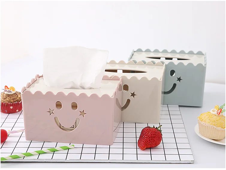 Smiley Tissue Box Настольный для домашнего пользования пластиковая коробка для салфеток коробка чайники бумажные салфетки коробка для выдергивания креативная салфетка для гостиной