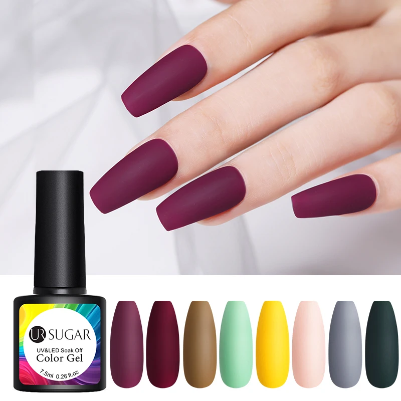 Ur Sugar 7,5 мл Одноцветный УФ-Гель-лак кофе полуперманентный впитывающий УФ-гель для дизайна ногтей Лак Матовый верхний слой гибридный лак
