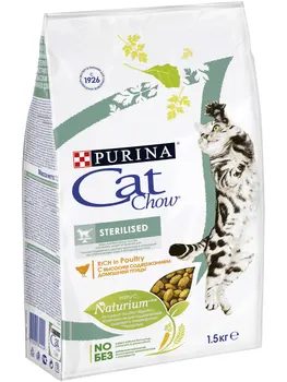 

Cat Chow Special Care Sterilised для кастрированных котов и стерилизованных кошек, Домашняя птица, 1,5 кг.