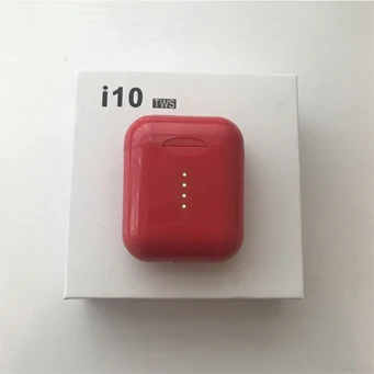 Ценный подарок! i10 tws 1:1, оригинальные Bluetooth наушники, беспроводные Bluetooth 5,0, наушники с сенсорным управлением для телефона, мобильного телефона, Android, iPhone - Цвет: Красный