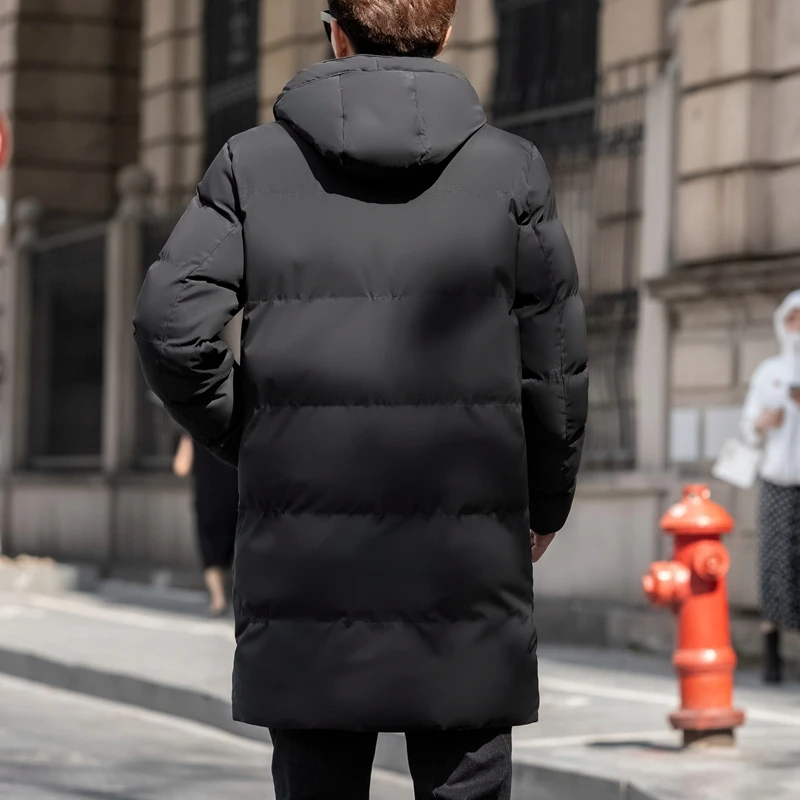 rain parka Single Road Men's Winter Jacket 2021 Warm Hooded Parkas Cotton Padded Long Coat with Fur Plain Solid Casual Jackets For Men best winter coats for men