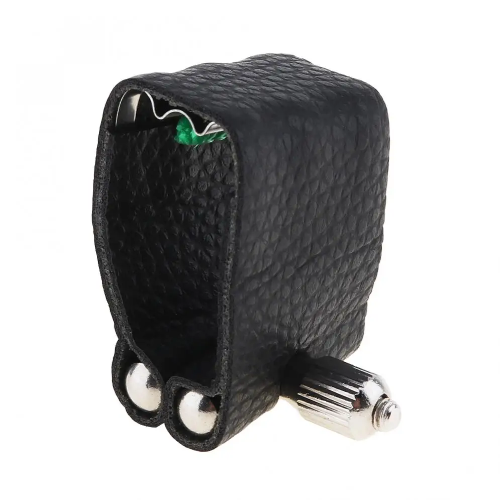 

Saxophone Ligature Durable Leather Ligature Alto Sax Mouthpiece Clip with Metal Pad for Alto Saxophone Hot