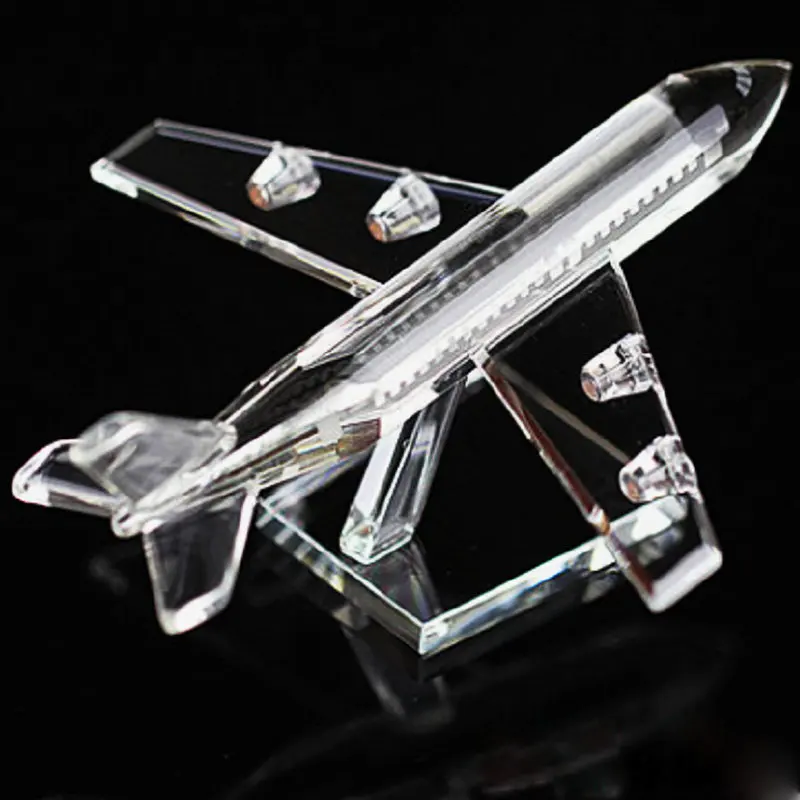 Beautiful Crystal Airplane Model Miniature Glass Plane Aircraft Crafts