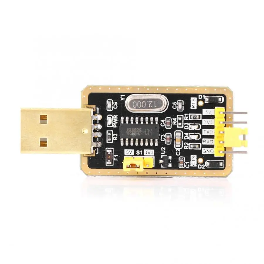 Серийный адаптер модуль Pince Серийный адаптер модуль Золотой USB к ttl конвертер CH340G UART с мощностью света 3,3 В/5 В