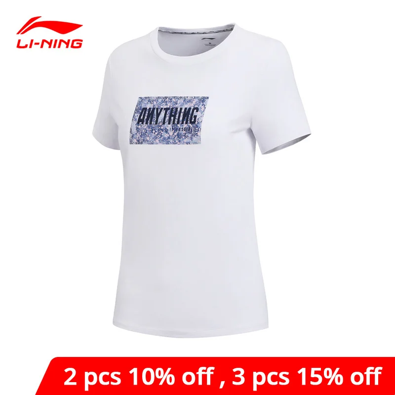 Li-Ning Women The Trend T-Shirts Regular Fit 100% Cotton Comfort Breathable LiNing li ning Sport Tees T-shirts AHSN452 WTS1441 | Спорт и