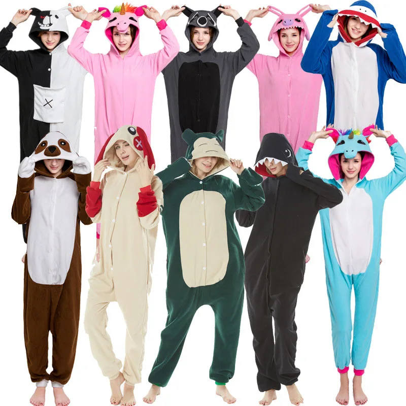 

Kigurumi Unicorn Pajama Animal Onesie for Women Men Sleepwear Adult Cartoon Party Cospaly Winter Pyjamas Suit Button Overalls