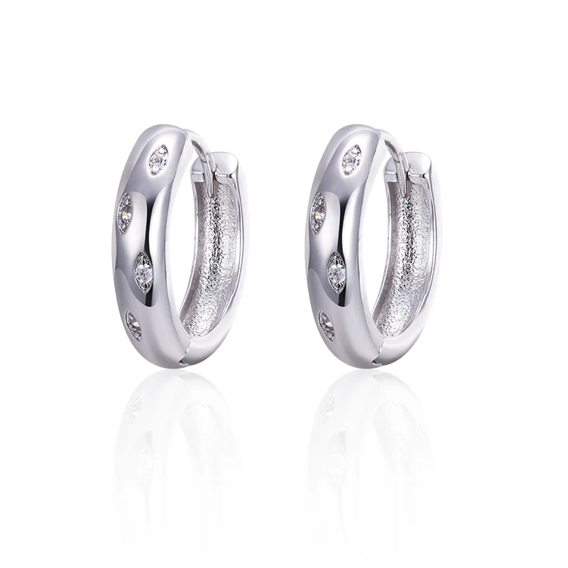 Silver MAIKALE, Классические круглые серьги, инкрустация кубическим цирконием, золотой цвет серебра талисман, серьги-кольца для женщин, ювелирные изделия, подарки - Окраска металла: Silver
