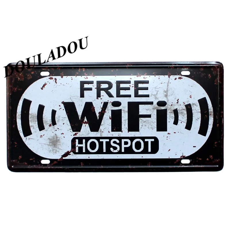 [Douladou] WALK INS Добро пожаловать металлическая винтажная вывеска бесплатный Wi-Fi рукоделие плакат SIMLE бар магазин отель Декор стены произведение искусства 30x15 см - Цвет: 15