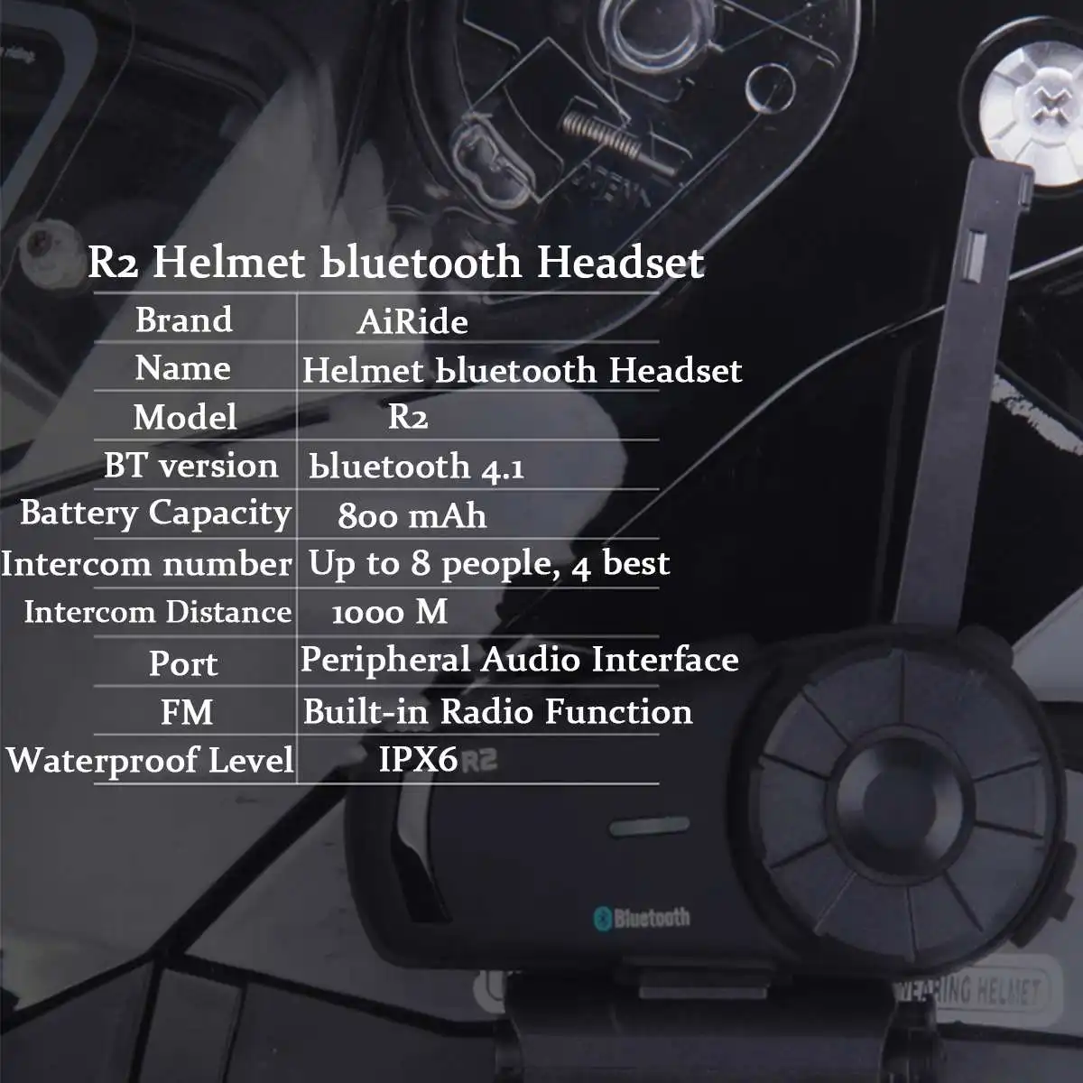 R2 Pro мотоциклетный шлем домофон мотоцикл Беспроводная bluetooth-рация гарнитура Водонепроницаемый BT переговорные+ FM для 8 гонщиков