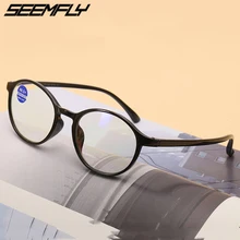 Очки для чтения Seemfly для мужчин и женщин TR90 ультралегкие прозрачные линзы из смолы с круглой оправой, пресбиопические очки для дальнозоркости, унисекс
