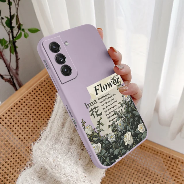 Oil Painting Roses Silicone Case For Samsung Galaxy S21 S20 FE S10 S9 Ultra Plus S10e Note 20 ultra 10 9 Plus Phone Back Cover Grass Purple