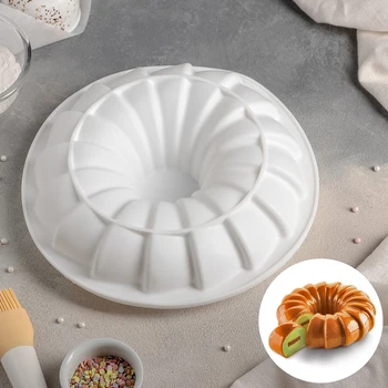 

Form for mousse desserts and pastries “German cake. Whirlwind ", 25.6 × 6.5 cm, white