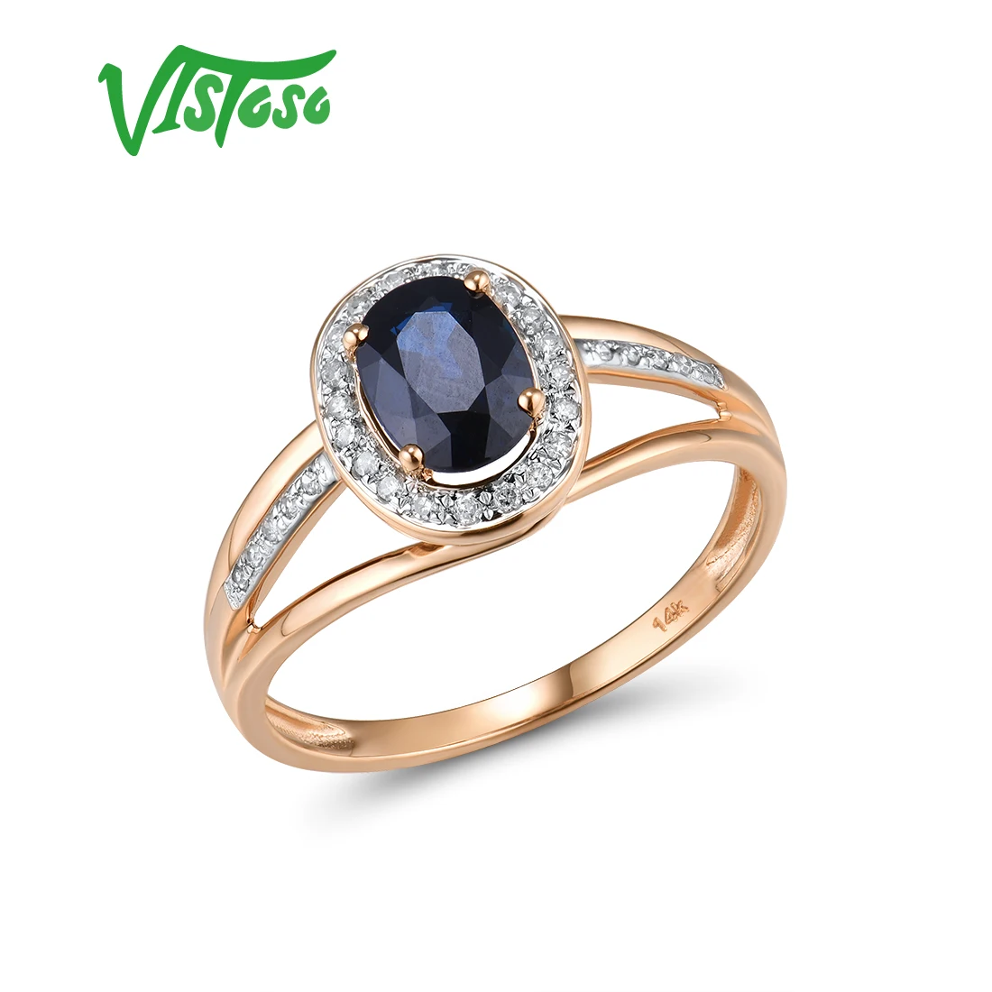 VISTOSO 14 K кольца из белого золота для женщин подлинные сверкающие бриллианты