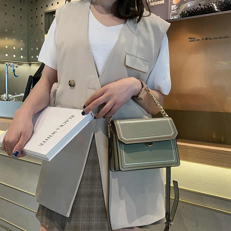 

2019 new fashion square bag one shoulder bag with retro oblique satchel
