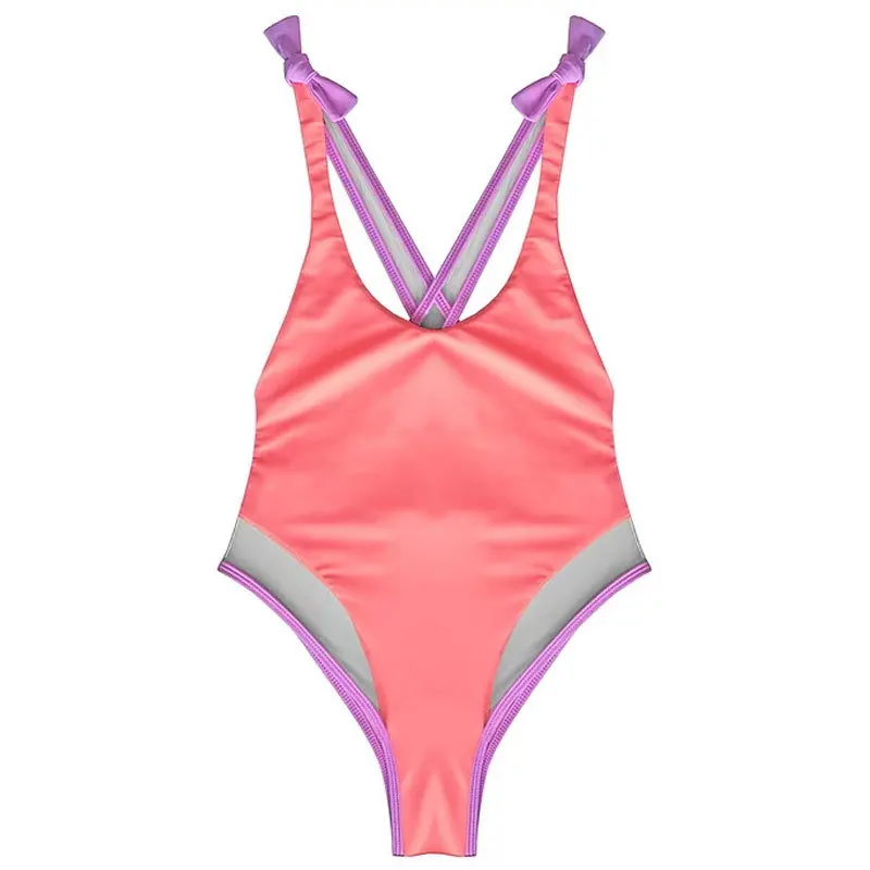 Sexy Neon Mesh Patchwork High Cut Swimsuit Ladies 2019 Monokini Thong ...